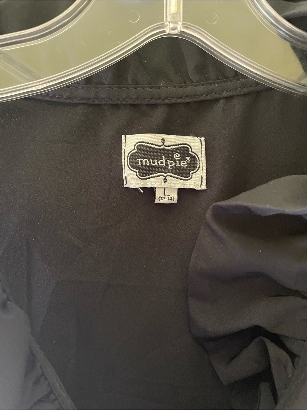 Mud Pie Black Polyester Top with Logo Tag